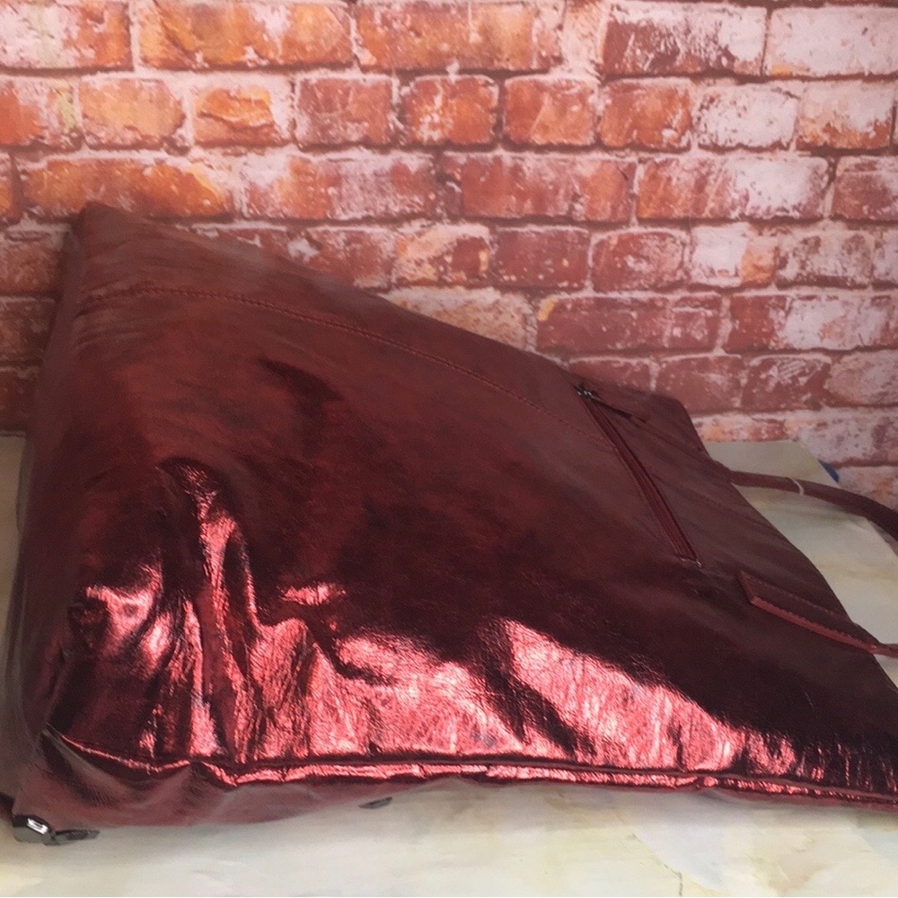Charming Charlie Vintage Large Metallic Ruby Red Studded Tote Bag - Picture 6 of 11
